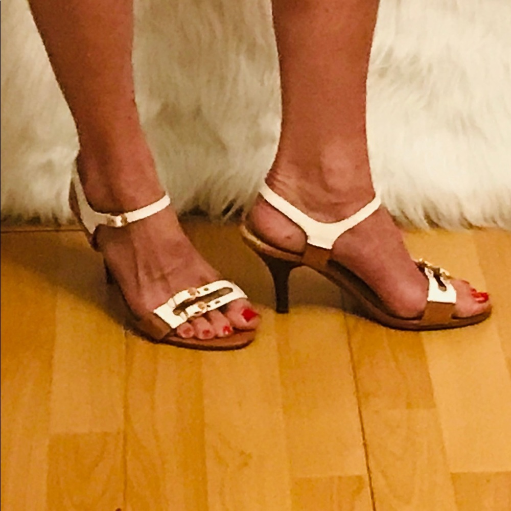 White heeled sandals